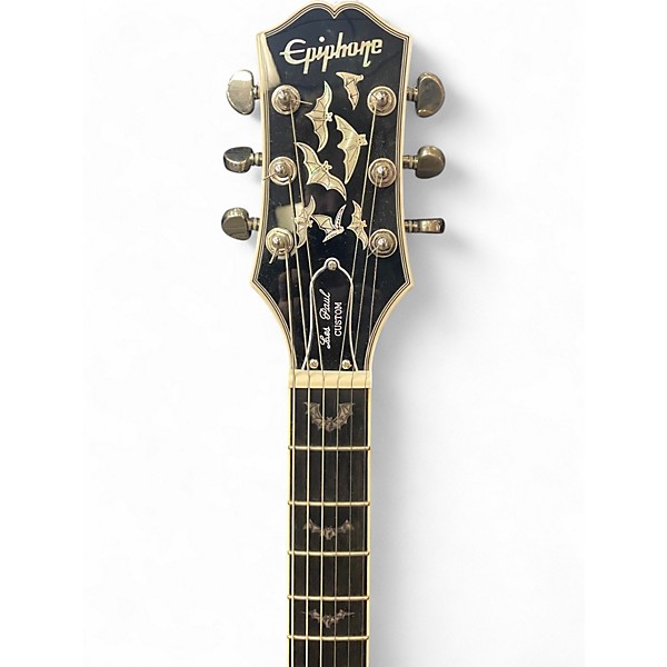 Used Epiphone Les Paul Custom Bats in Flight Silverburst Solid Body Electric Guitar
