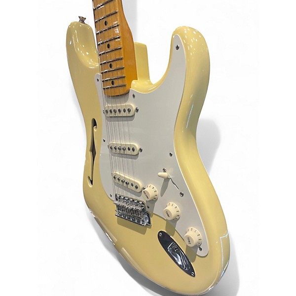 Used Fender Eric Johnson Thinline Stratocaster Vintage White Hollow Body Electric Guitar