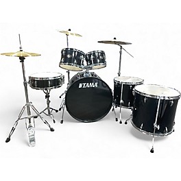 Used TAMA 6 Piece Imperialstar Hairline Black Drum Kit