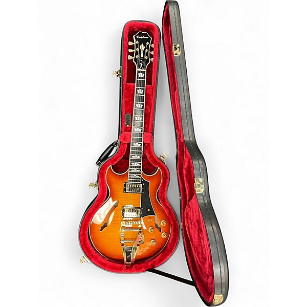 Used Epiphone Johnny A Custom Sunset Glow Hollow Body Electric Guitar
