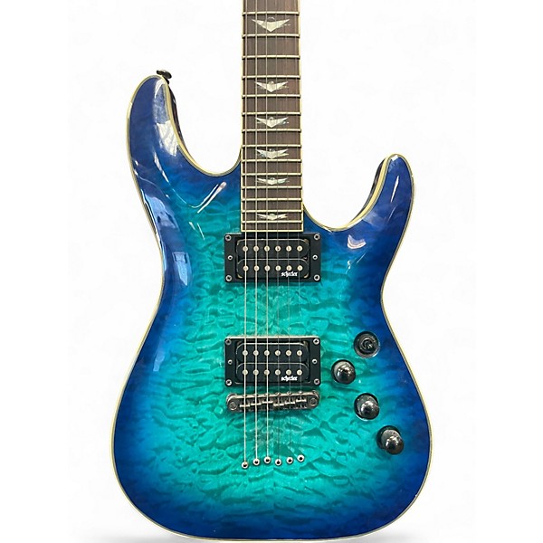 Used Schecter Guitar Research Omen Extreme 6 Blue Burst Solid Body Electric Guitar