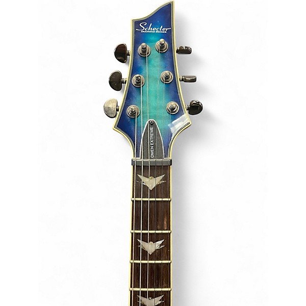 Used Schecter Guitar Research Omen Extreme 6 Blue Burst Solid Body Electric Guitar