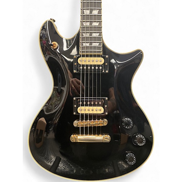 Used Schecter Guitar Research Tempest Custom Black and Gold Solid Body Electric Guitar