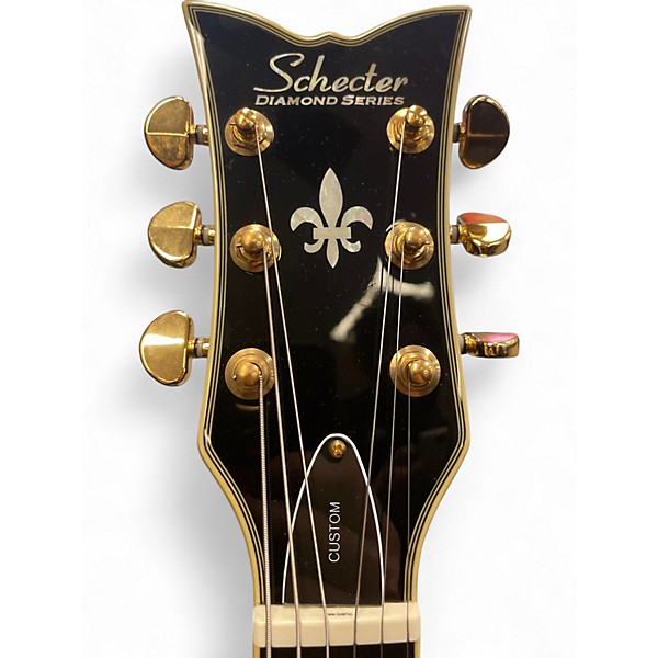 Used Schecter Guitar Research Tempest Custom Black and Gold Solid Body Electric Guitar