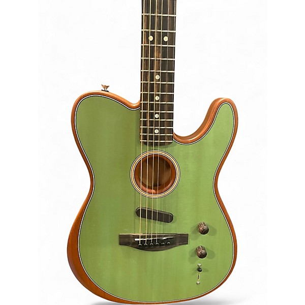 Used Fender American Acoustasonic Telecaster Surf Green Acoustic Electric Guitar