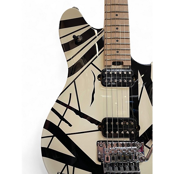 Used EVH Wolfgang Special B&W Striped MAPLE fretboard Black and White Solid Body Electric Guitar