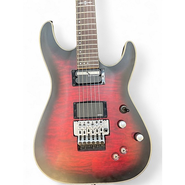 Used Schecter Guitar Research C1 FR Platinum Crimson Burst Solid Body Electric Guitar