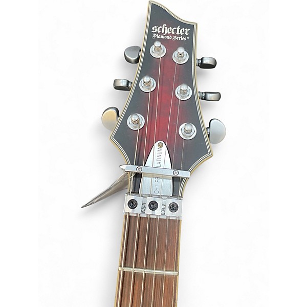 Used Schecter Guitar Research C1 FR Platinum Crimson Burst Solid Body Electric Guitar