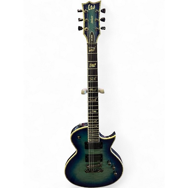Used ESP LTD EC100QM Blue Burst Solid Body Electric Guitar