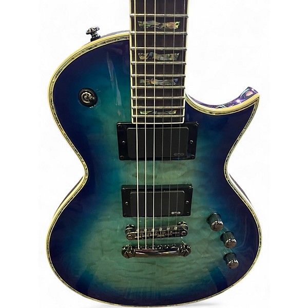 Used ESP LTD EC100QM Blue Burst Solid Body Electric Guitar