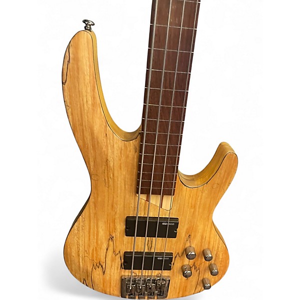 Used ESP LTD B204 Fretless Spalted Maple Electric Bass Guitar