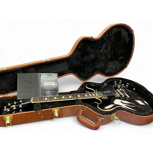 Used 2017 Gibson ES335 Traditional Ebony Hollow Body Electric Guitar