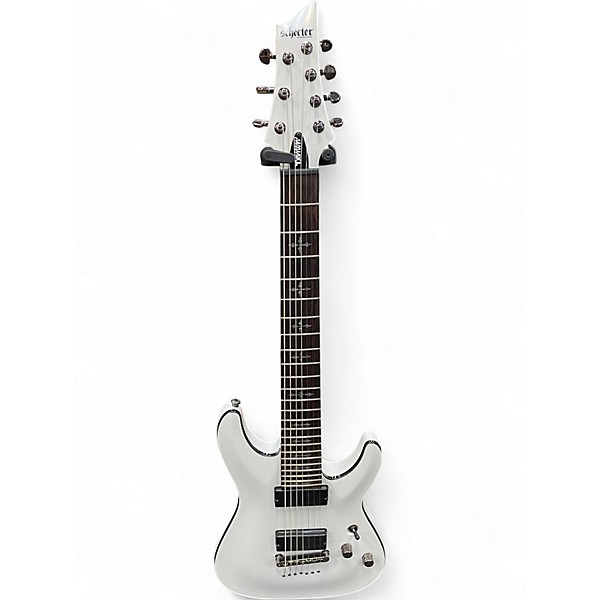 Used Schecter Guitar Research Demon 7 String white Solid Body Electric Guitar