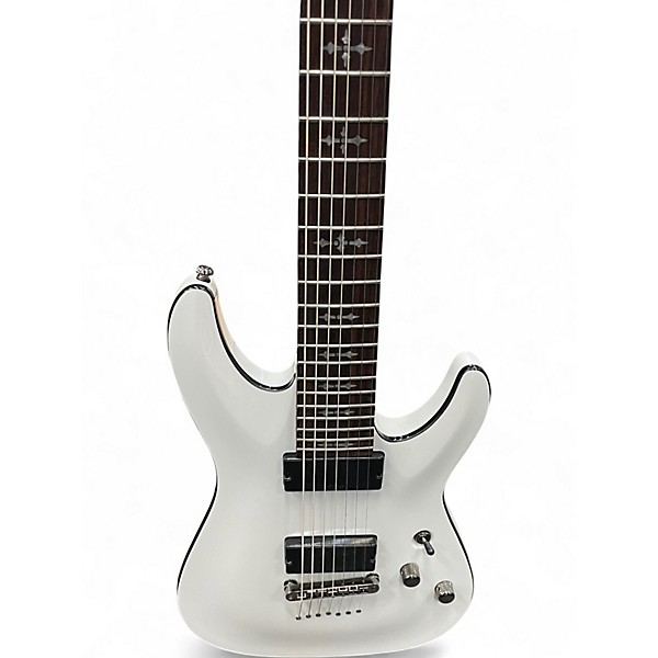 Used Schecter Guitar Research Demon 7 String white Solid Body Electric Guitar