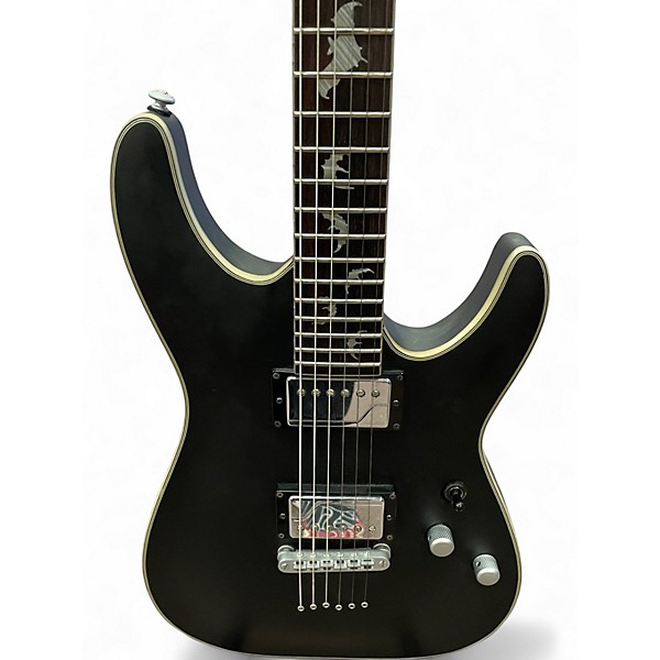 Used Schecter Guitar Research Damien Platinum Black Solid Body Electric Guitar