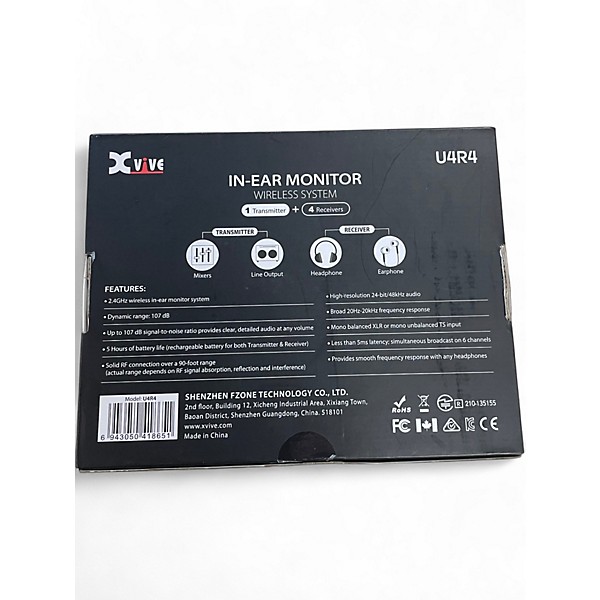 Used Xvive U4 In ear 4 Pack In Ear Wireless System