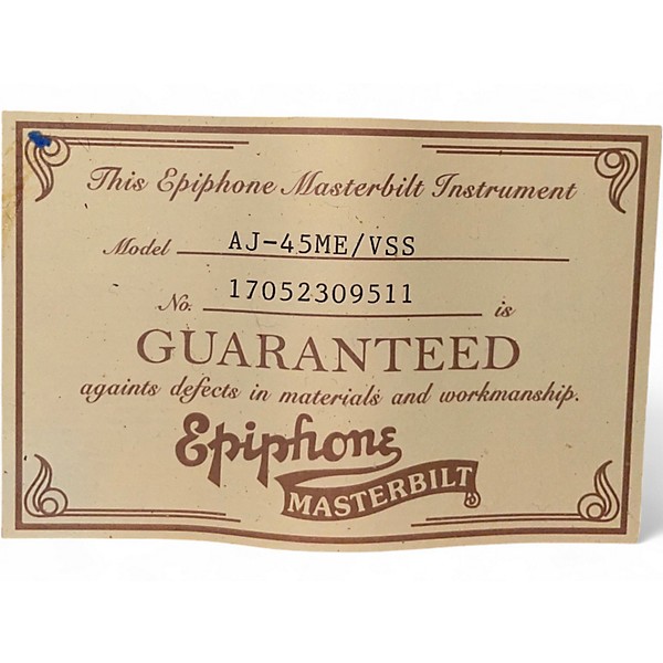 Used Epiphone MASTERBILT AJ-45ME 3 Color Sunburst Acoustic Electric Guitar