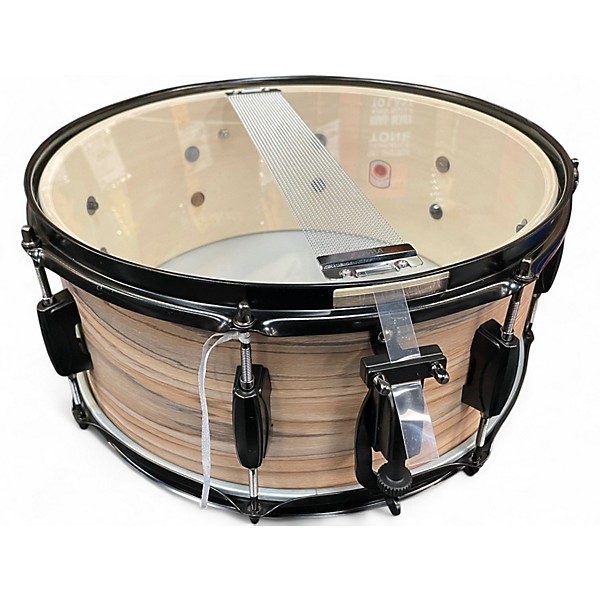 Used TAMA 6.5X14 Woodworks Poplar Natural Zebrawood Wrap Drum