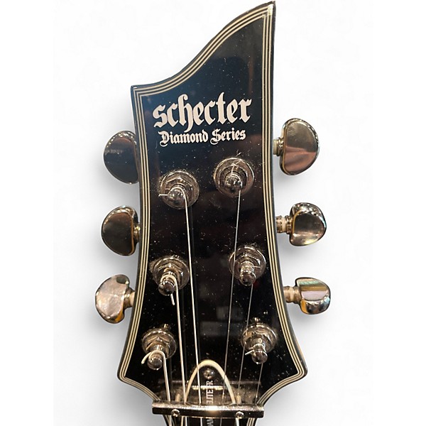 Used Schecter Guitar Research Damien Elite 6 Floyd Rose Quilted grey Solid Body Electric Guitar