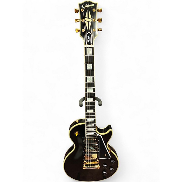 Vintage 2020 Epiphone Les Paul Custom Black and Yellow Solid Body Electric Guitar