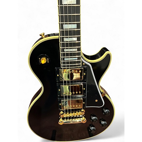 Vintage 2020 Epiphone Les Paul Custom Black and Yellow Solid Body Electric Guitar