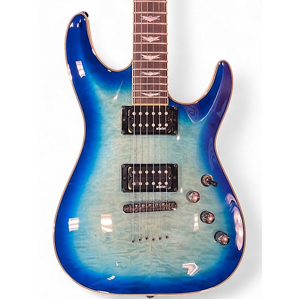 Used Schecter Guitar Research Omen Extreme 6 Ocean Blue Burst Solid Body Electric Guitar