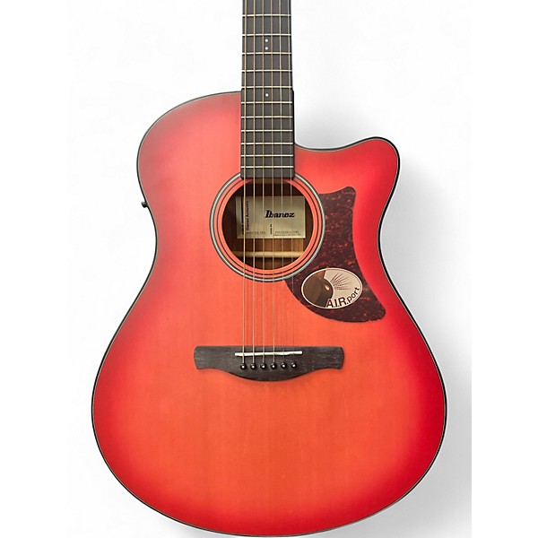 Used Ibanez AAM50CE Pink Acoustic Electric Guitar