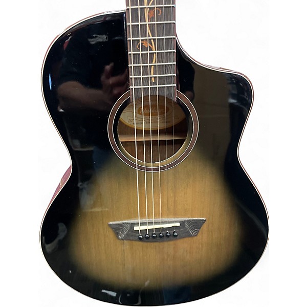 Used Washburn Bts9vcech-d-u Black and faced grey Acoustic Electric Guitar
