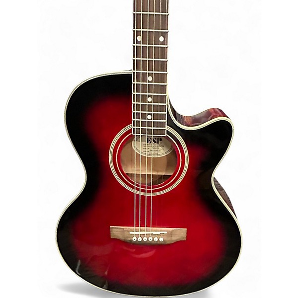 Used ESP LTD XAC5E RED BURST Acoustic Electric Guitar
