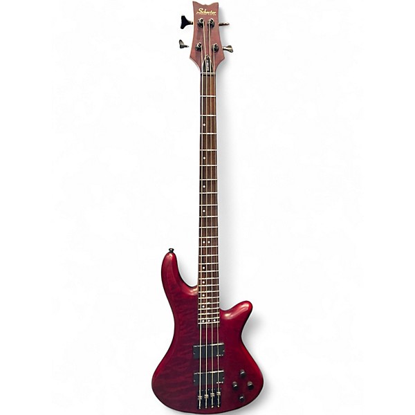 Used Schecter Guitar Research Stiletto Custom 4 String Red Electric Bass Guitar