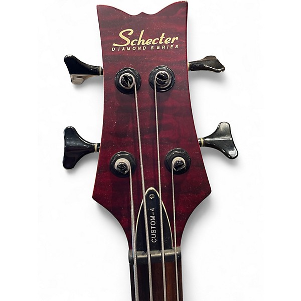 Used Schecter Guitar Research Stiletto Custom 4 String Red Electric Bass Guitar