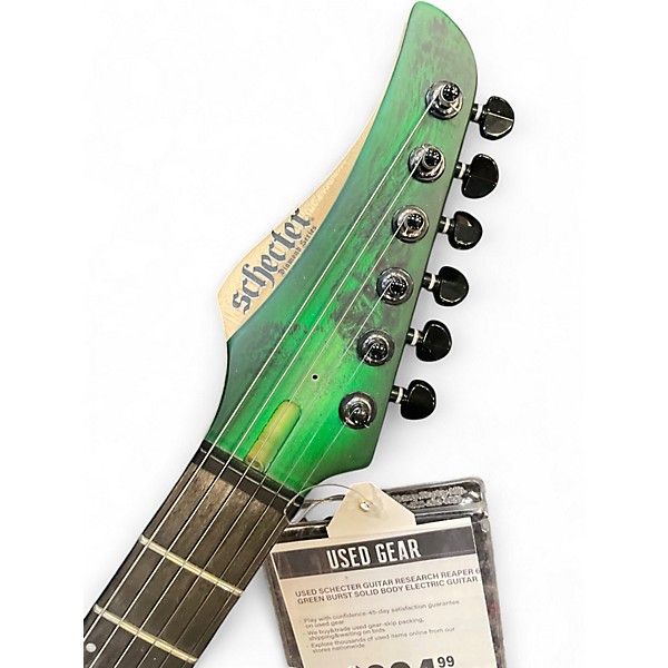 Used Schecter Guitar Research Reaper 6 Green burst Solid Body Electric Guitar
