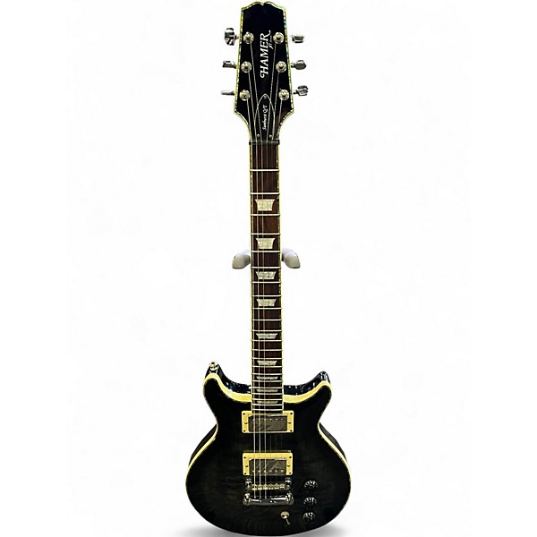 Used Hamer SUNBURST QT BLACK QUILT Solid Body Electric Guitar