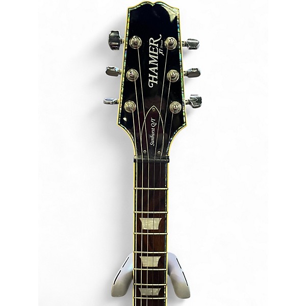 Used Hamer SUNBURST QT BLACK QUILT Solid Body Electric Guitar