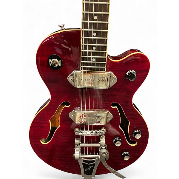 Used Epiphone Wildkat Crimson Red Trans Hollow Body Electric Guitar