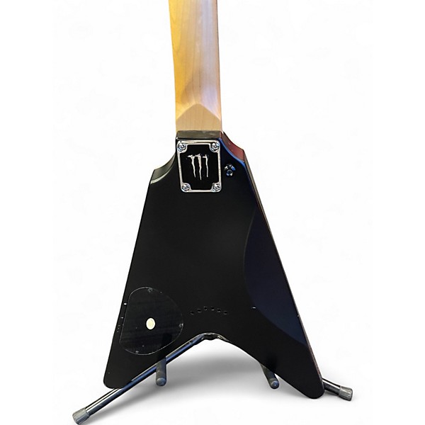 Used Schecter Guitar Research Monster Energy Flying V Black Solid Body Electric Guitar