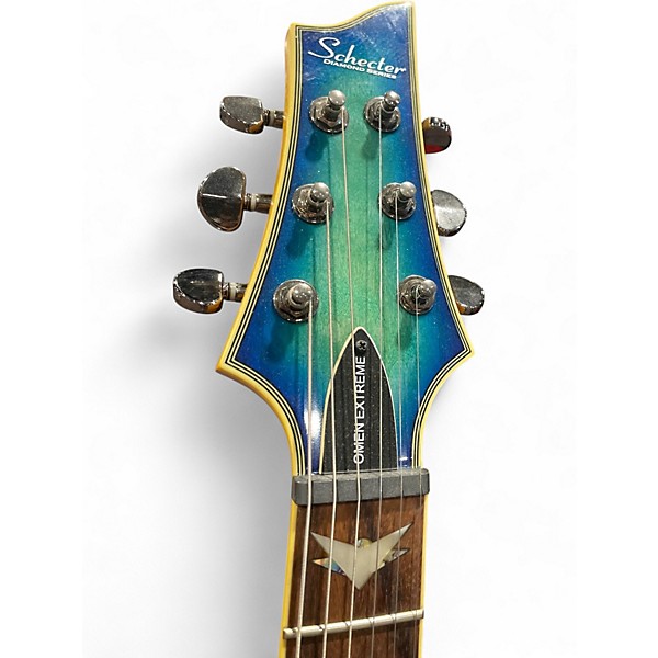 Used Schecter Guitar Research Omen Extreme 6 Ocean Blue Burst Solid Body Electric Guitar