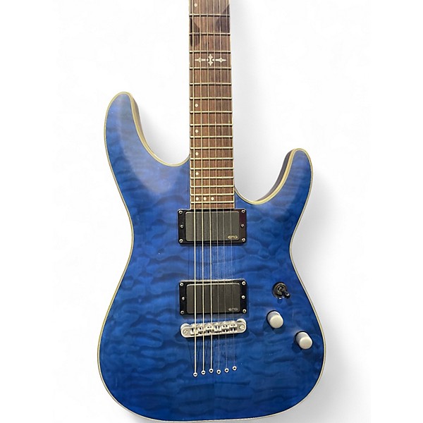 Used Schecter Guitar Research C1 Platinum Satin Transparent Midnight Blue Solid Body Electric Guitar