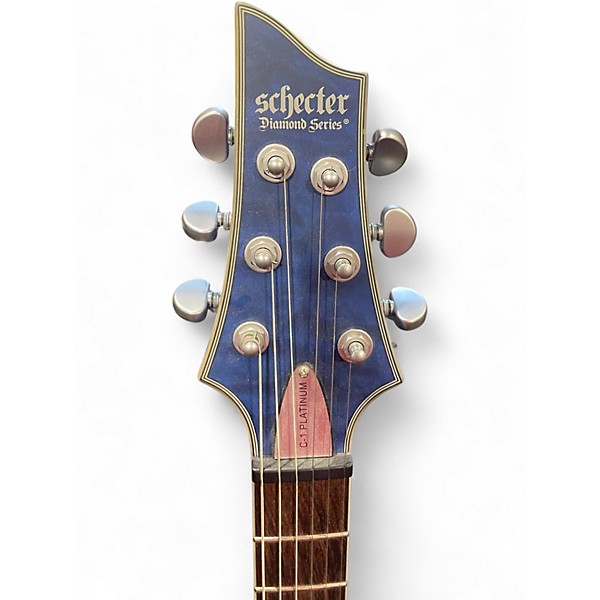 Used Schecter Guitar Research C1 Platinum Satin Transparent Midnight Blue Solid Body Electric Guitar