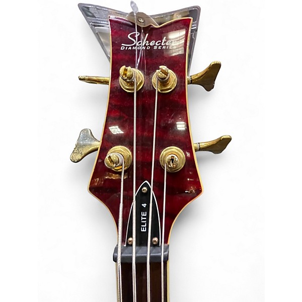 Used 2004 Schecter Guitar Research ELITE 4 TRAN RED Electric Bass Guitar