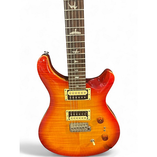 Used PRS SE Custom 24 Flamed Orange Burst Solid Body Electric Guitar