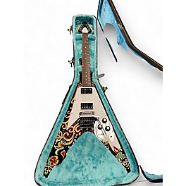 Used Epiphone Jimi Hendrix "Love Drops" Flying V Black and White Solid Body Electric Guitar