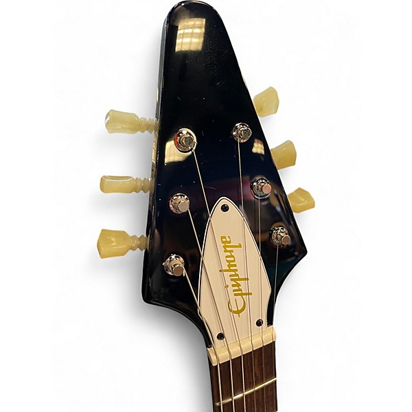 Used Epiphone Jimi Hendrix "Love Drops" Flying V Black and White Solid Body Electric Guitar