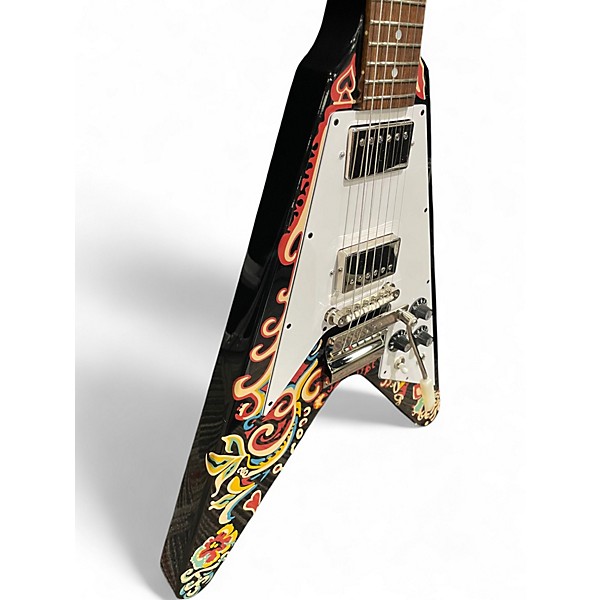 Used Epiphone Jimi Hendrix "Love Drops" Flying V Black and White Solid Body Electric Guitar