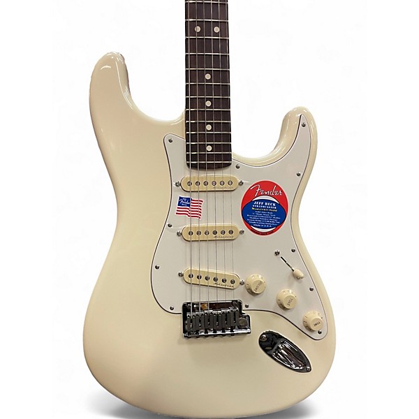 Used Fender Artist Series Jeff Beck Stratocaster Olympic White Solid Body Electric Guitar