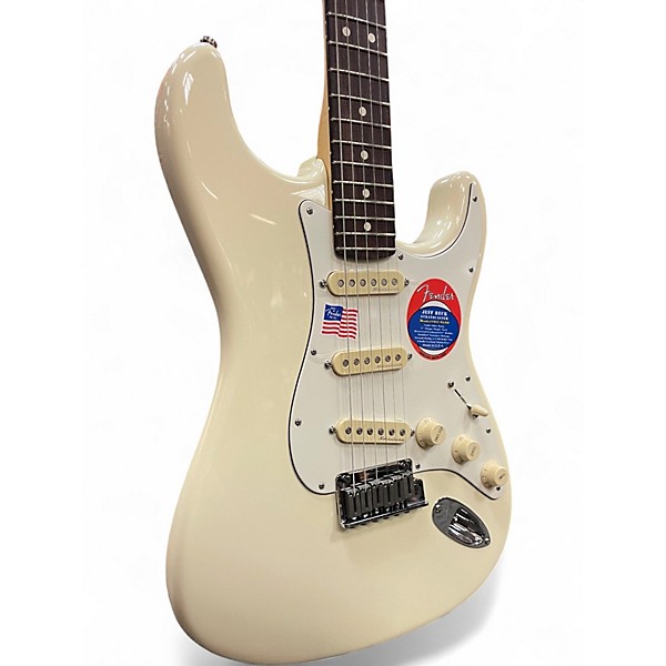Used Fender Artist Series Jeff Beck Stratocaster Olympic White Solid Body Electric Guitar