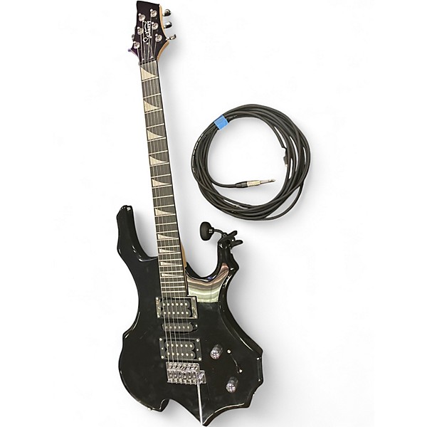 Used Glarry BURNING FIRE STYLE ELECTRIC GUITAR Black Solid Body Electric Guitar