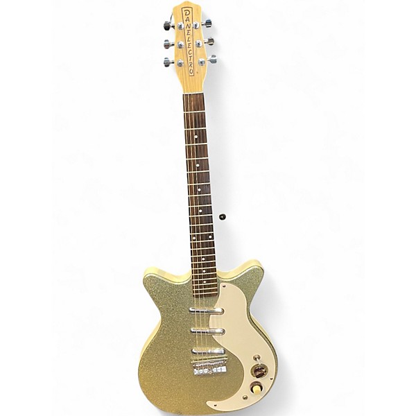 Vintage 1990s Danelectro DC-3 Sparkling Gold Solid Body Electric Guitar