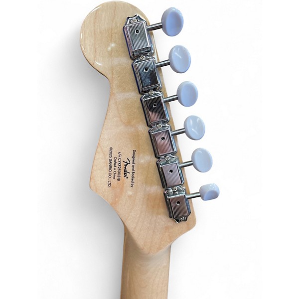 Used Squier Hello Kitty Stratocaster White Solid Body Electric Guitar