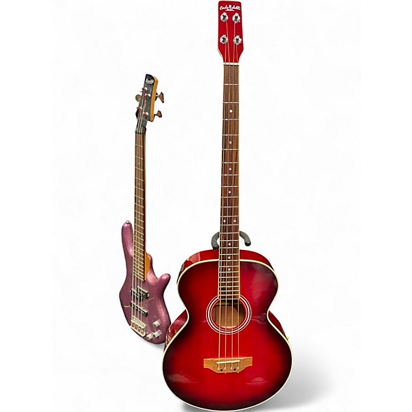 Used Carlo Robelli cb300trbx Trans Red Acoustic Bass Guitar